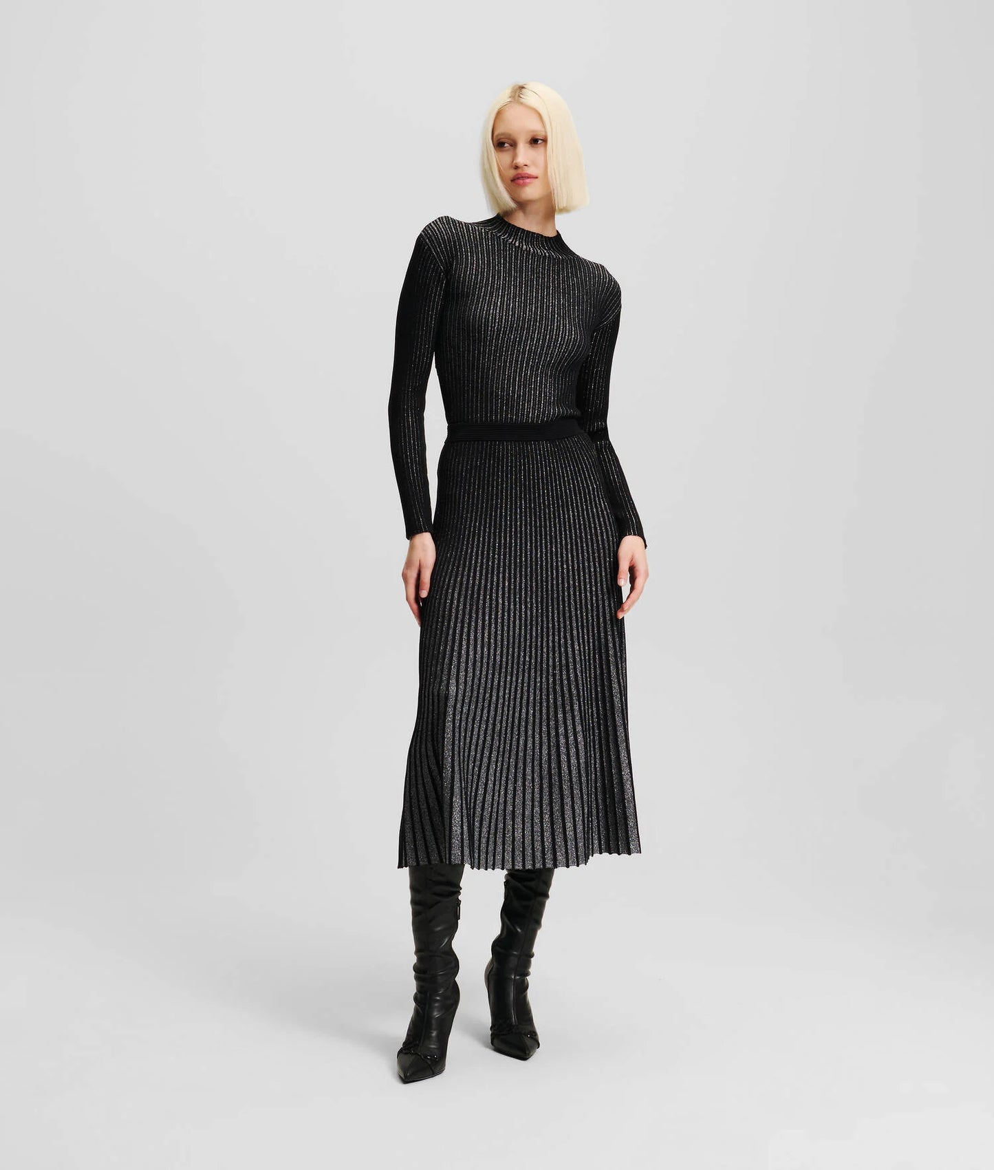 falda midi plateada KARL