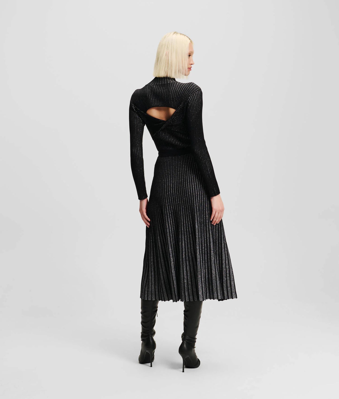 falda midi plateada KARL