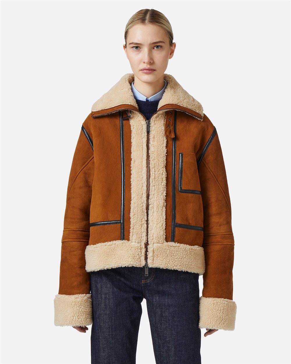 Chaqueta oversize ante marrón