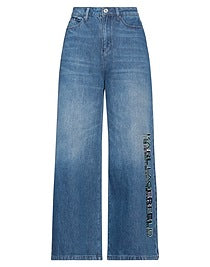 Vaqueros croped con pierna ancha y logo elegante