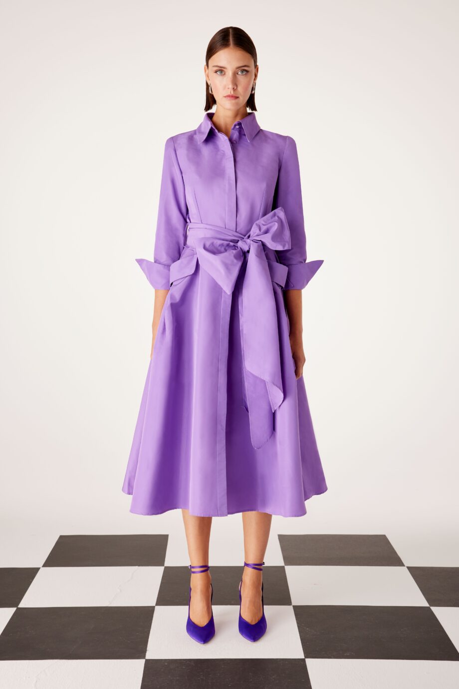 Vestido camisero midi con lazada
