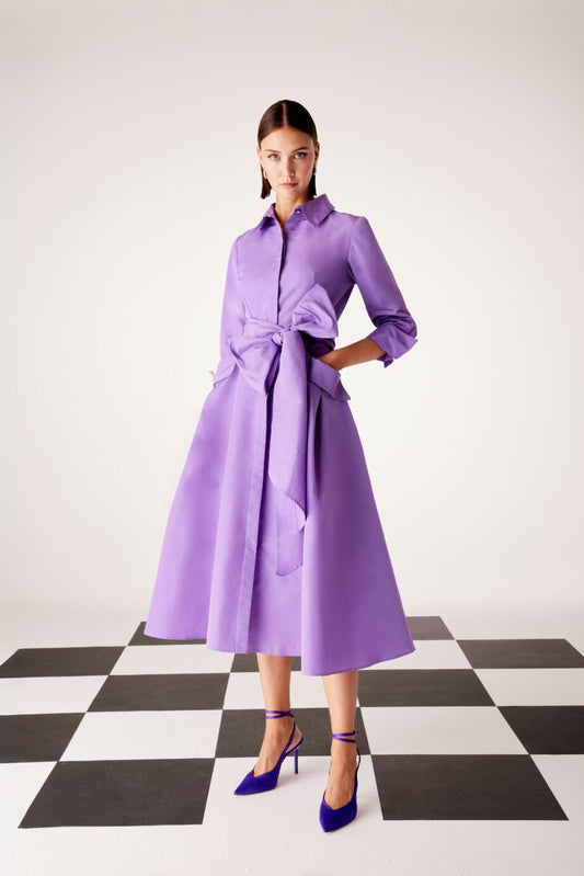 Vestido camisero midi con lazada