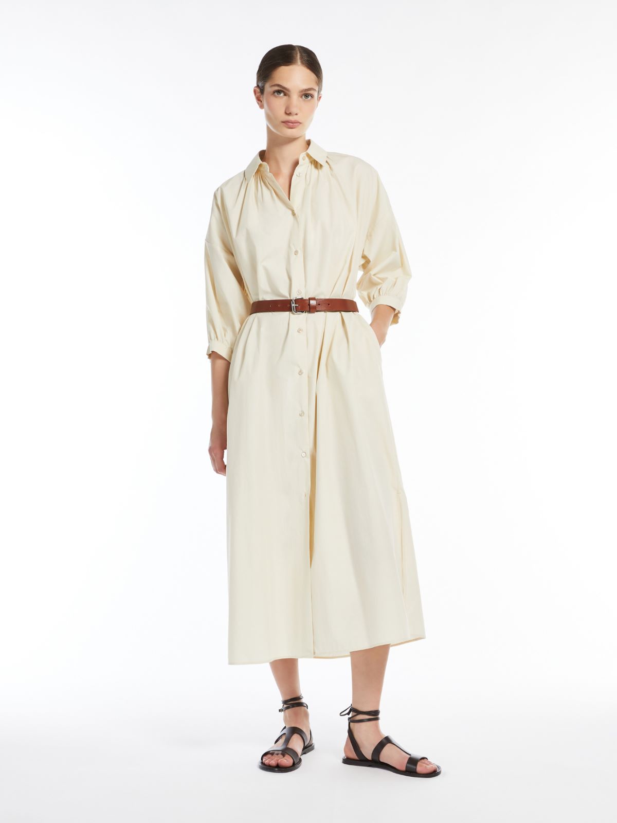 Vestido camisero de popelina de algodón