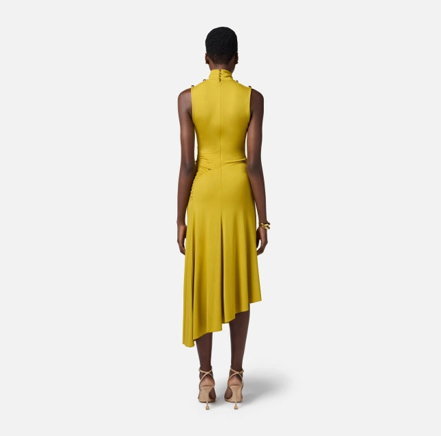 Vestido asimétrico de punto crepé fluido