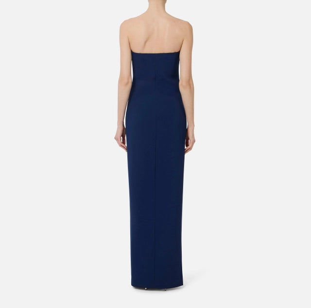 Vestido Red Carpet de doble crepé ligero con detalle joya