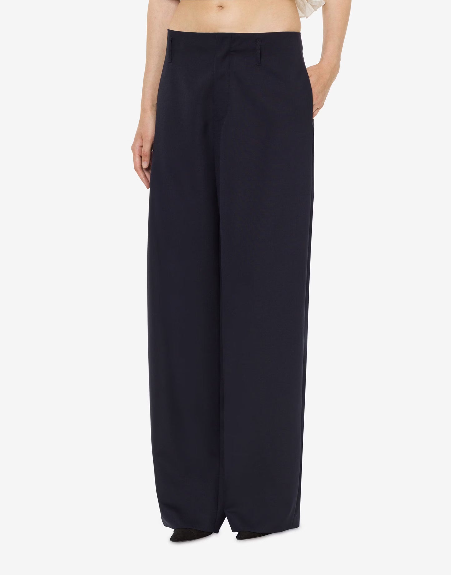 Pantalón oversize de lana elástica ligera