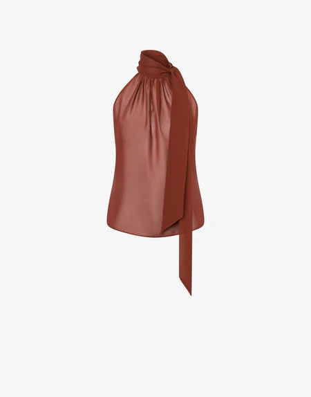 top de georgette con cuello lavallière