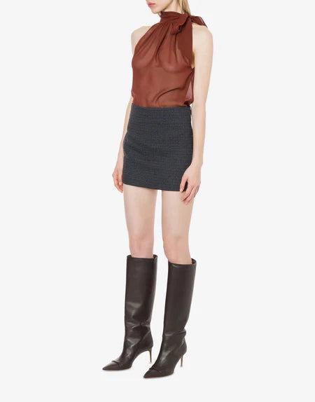 top de georgette con cuello lavallière