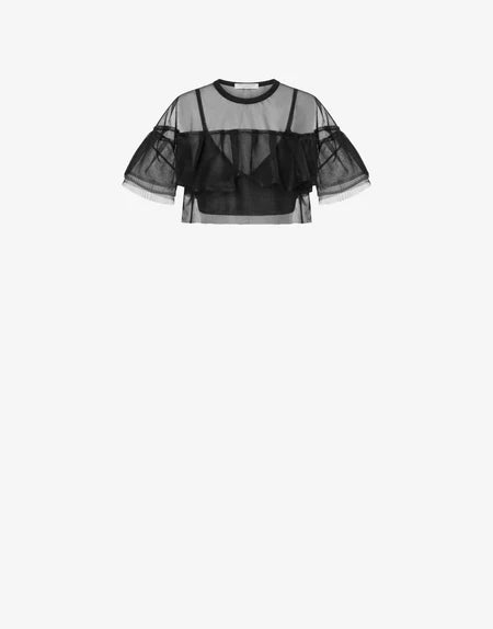top nylon crepe con volante