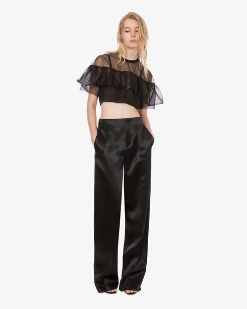 top nylon crepe con volante