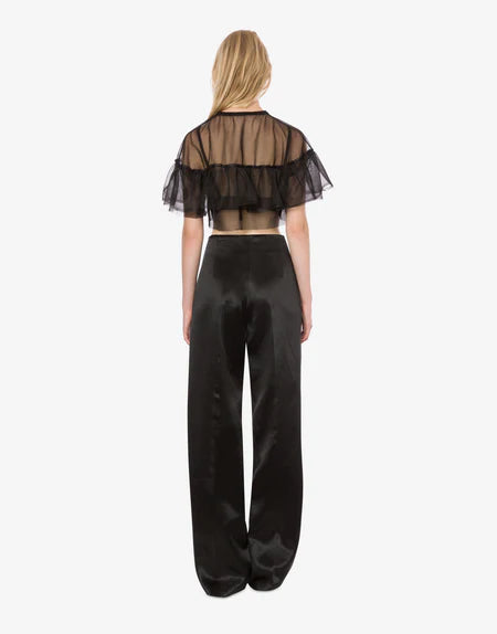 top nylon crepe con volante