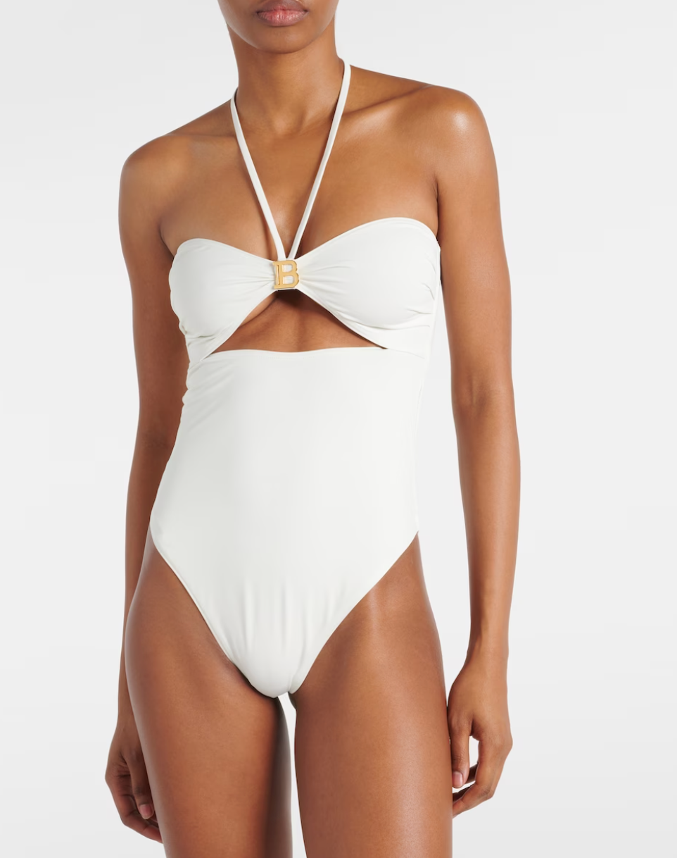 Bañador Blanco con Abertura Balmain