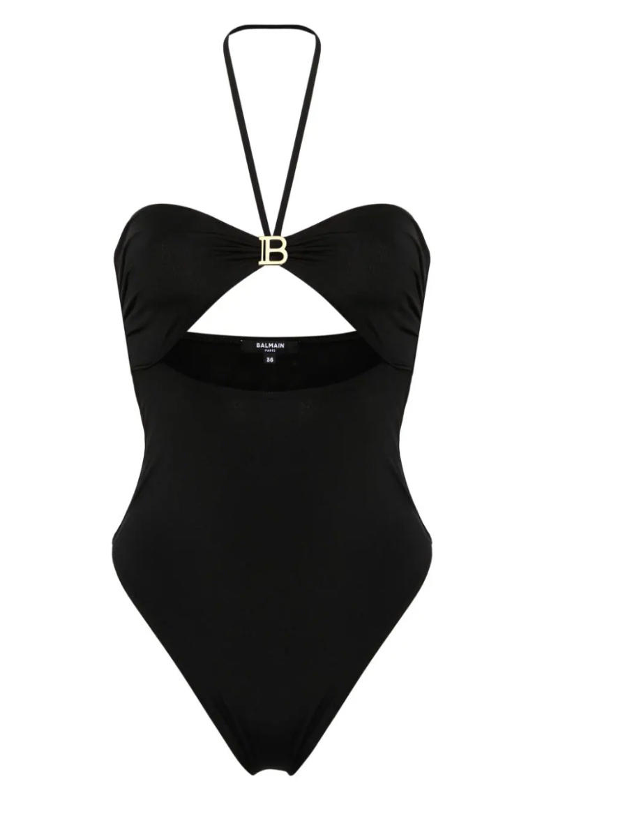 Bañador Negro con Abertura Balmain