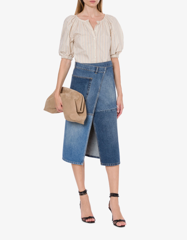Blusa baloon de algodón a rayas con mangas