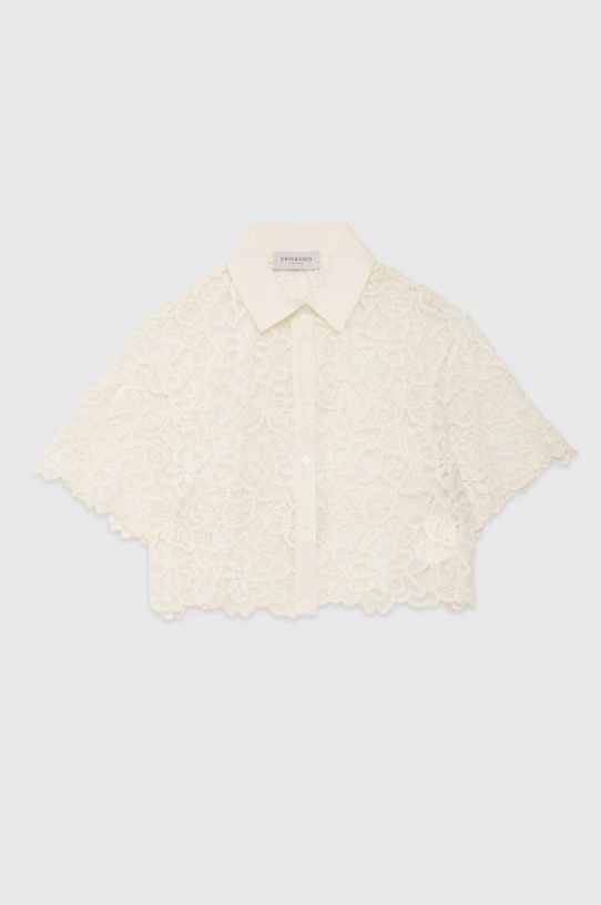 Camisa corta con encaje rebrodé