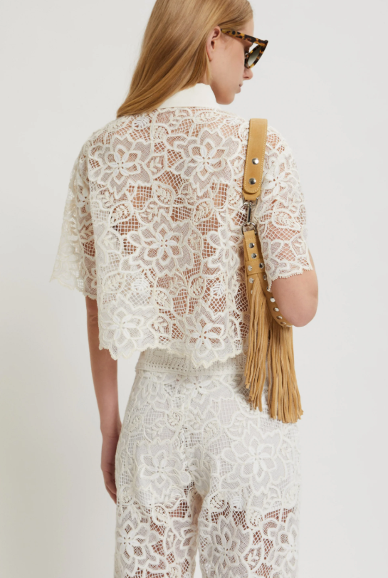 Camisa corta con encaje rebrodé