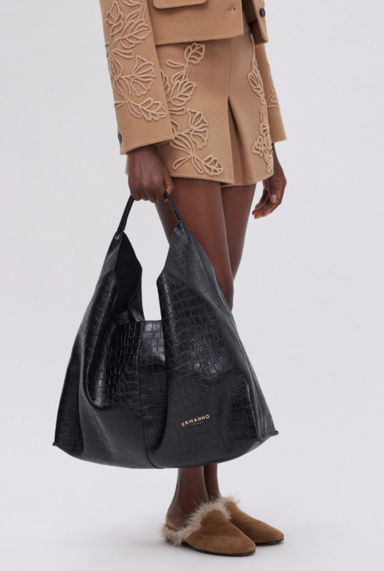 Bolso Hobo Maxi Piel Ermanno negro