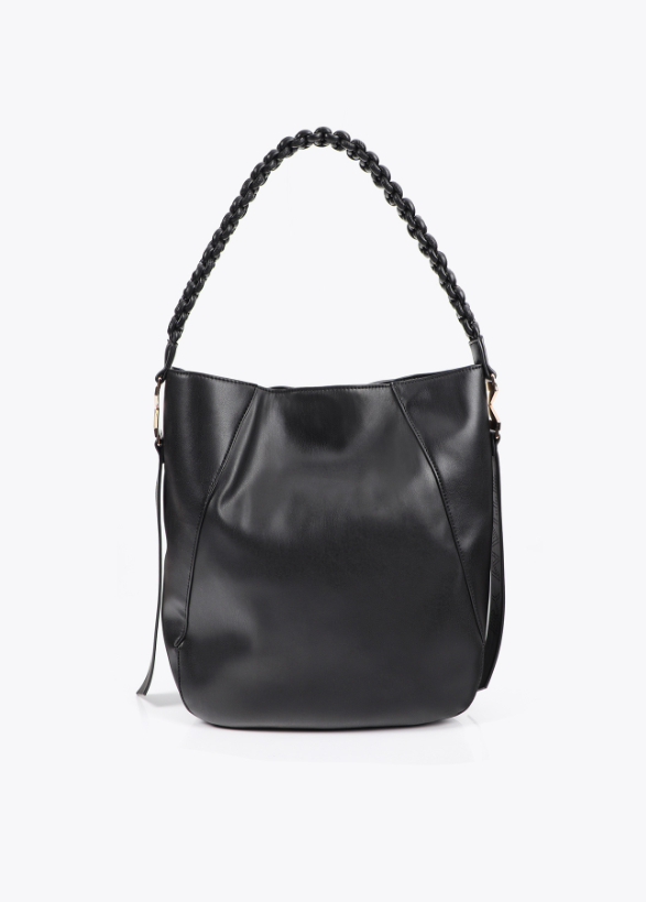 Shopper asa trenzada efecto piel negro