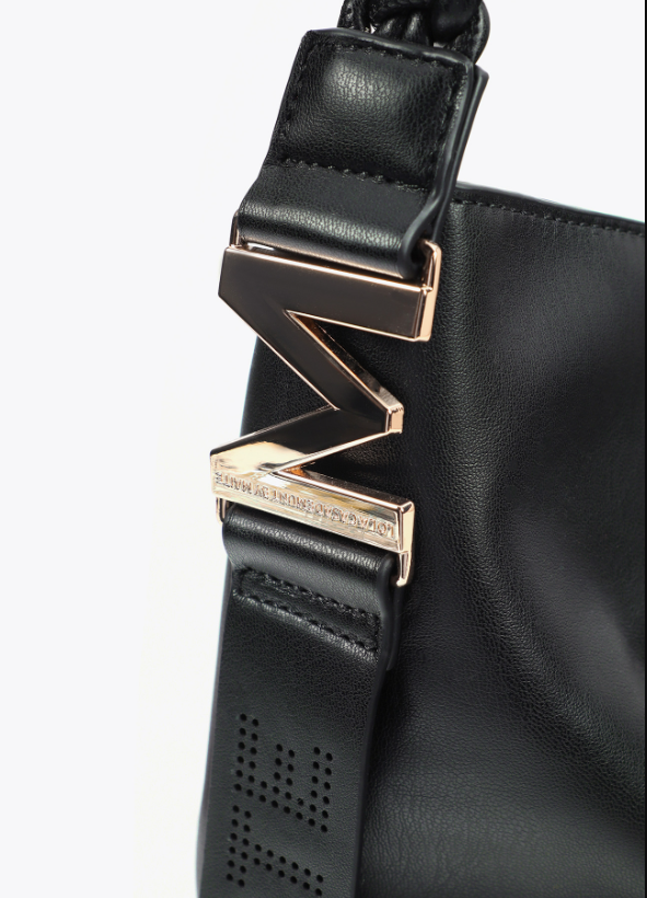 Shopper asa trenzada efecto piel negro