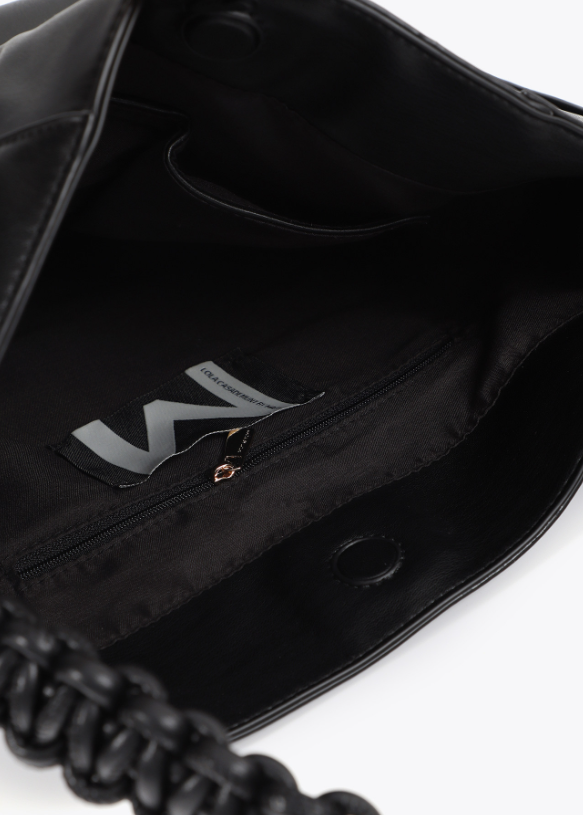 Shopper asa trenzada efecto piel negro