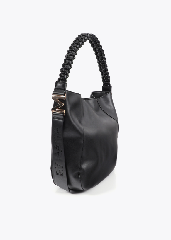 Shopper asa trenzada efecto piel negro