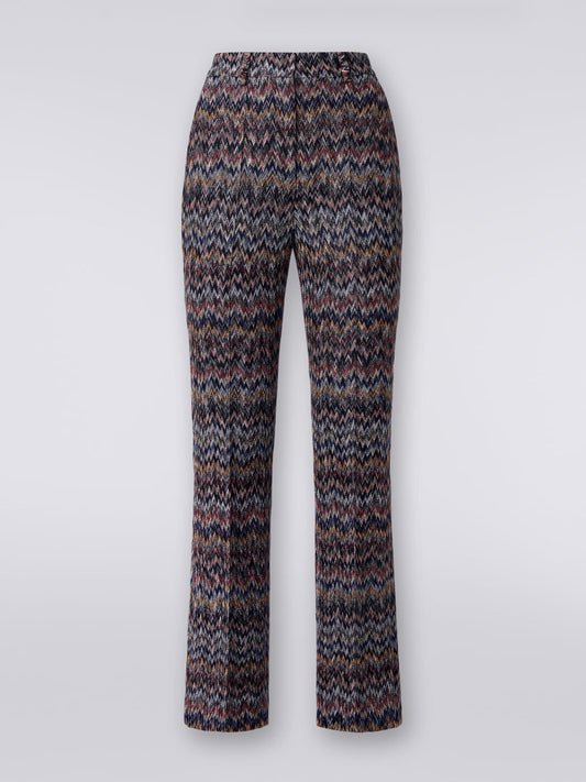 Pantalones cropped en mezcla de viscosa lamé zigzag