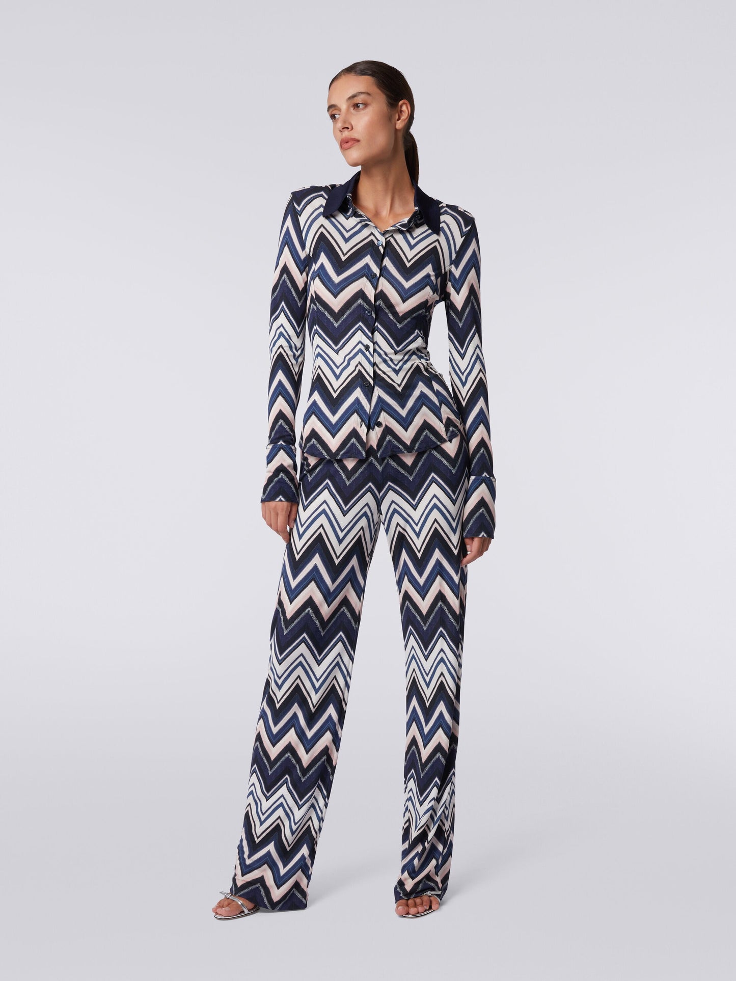 Camisa de viscosa con estampado zigzag