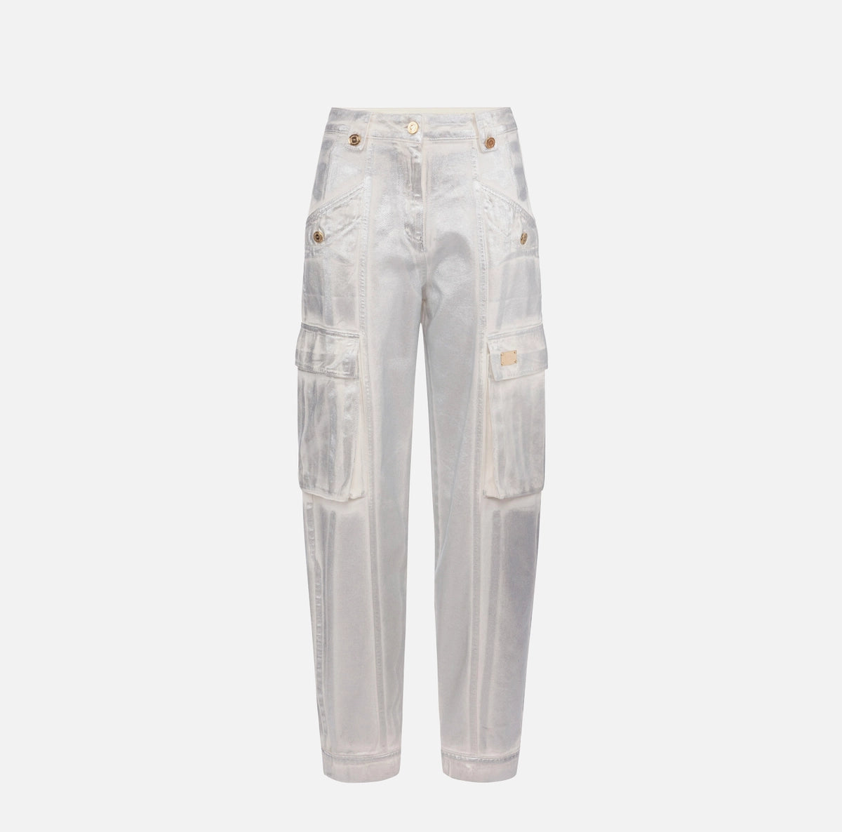 Pantalón denim cargo laminado