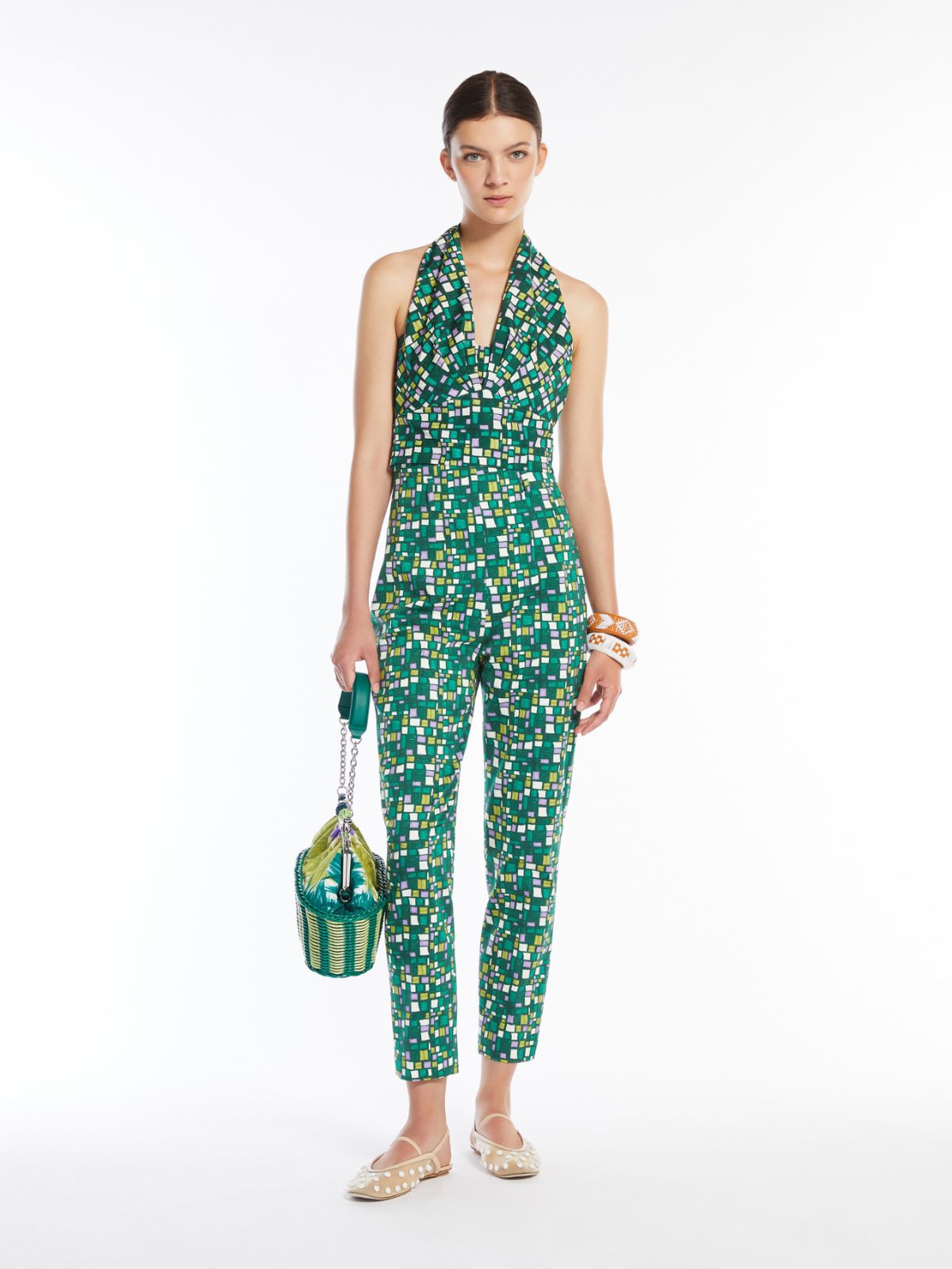 Pantalón de algodón elástico estampado
