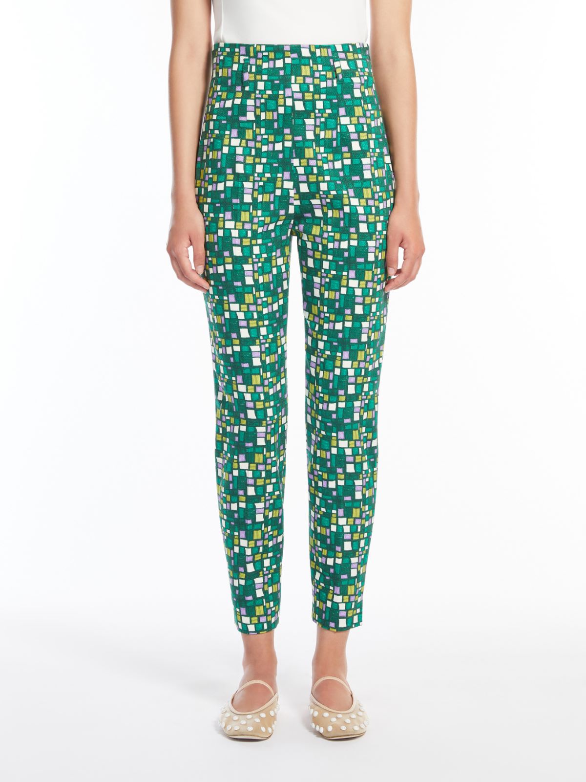 Pantalón de algodón elástico estampado