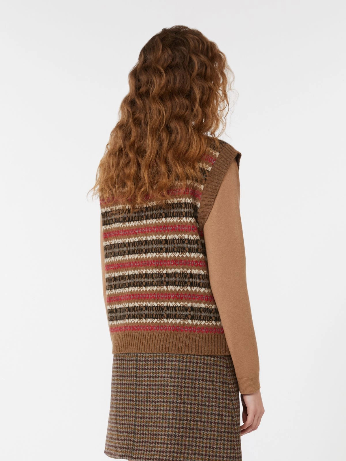 Chaleco jacquard de lana y alpaca - CAMEL