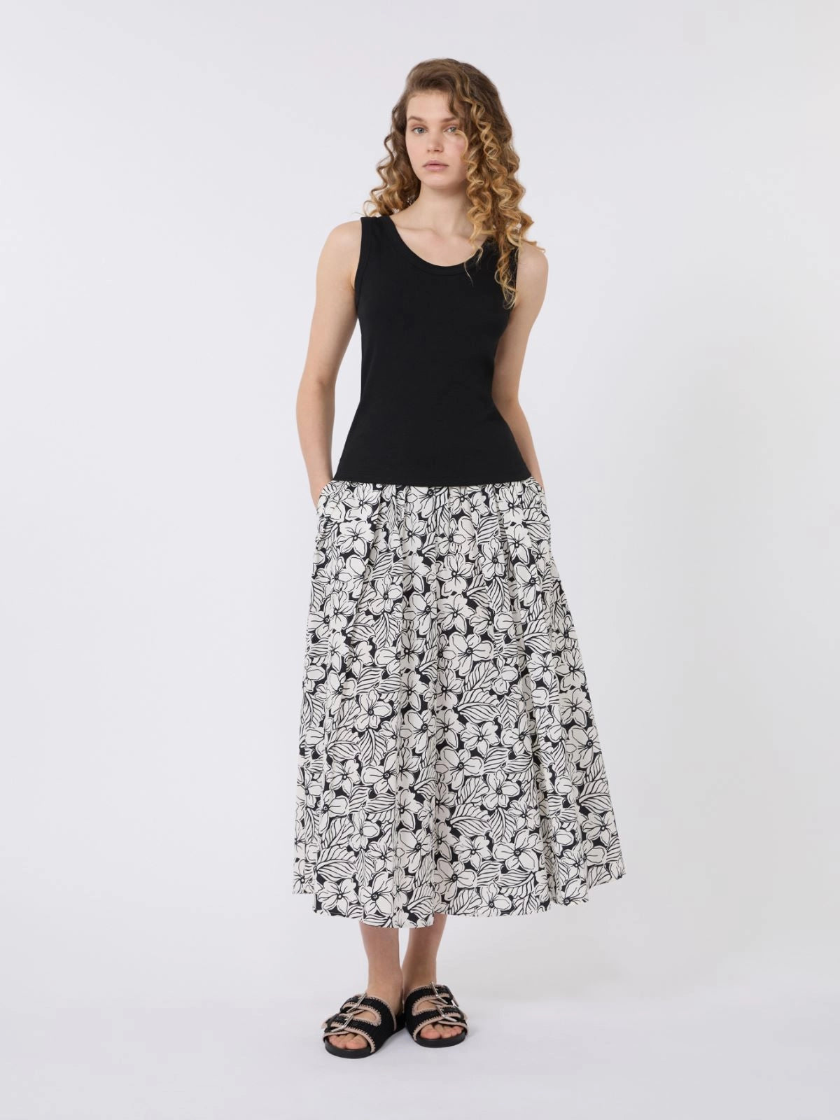 Top de algodón elástico - NEGRO
