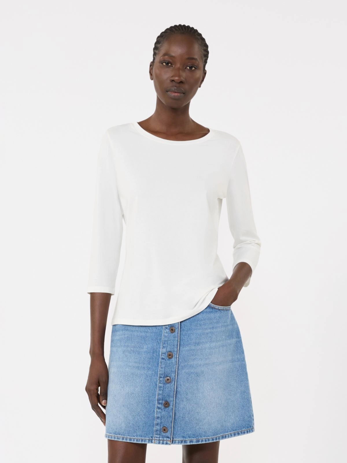 Camiseta blanca de algodón elástico
