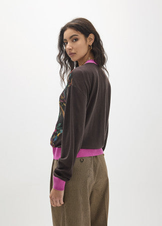 Cardigan Bimateria estampado