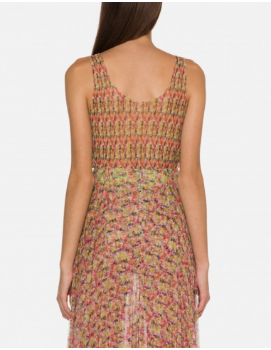 TOP LARGO DE TUL FLORAL