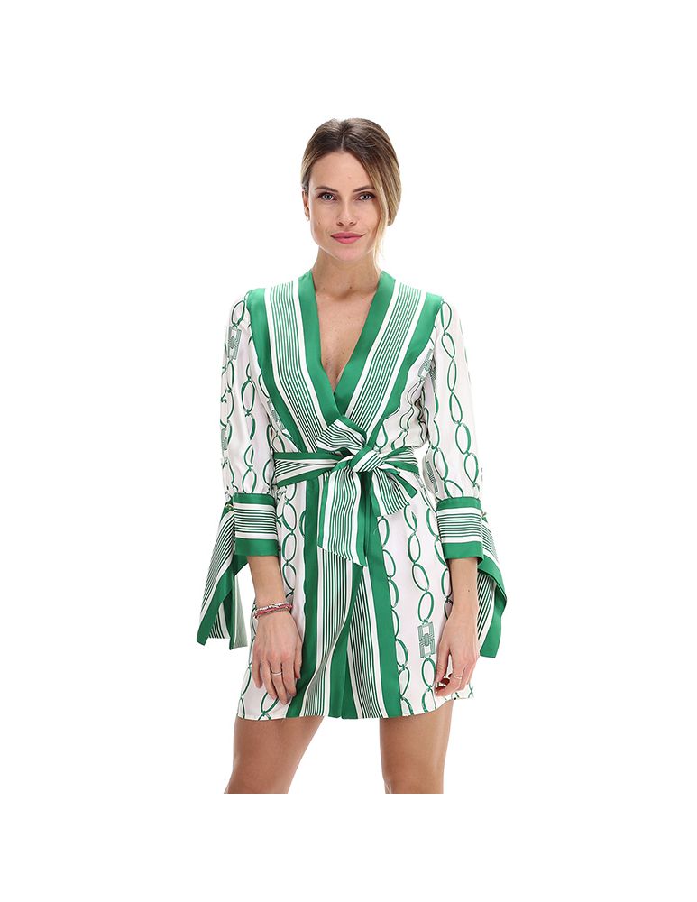 VESTIDO SEDA CORTO ELISABETTA FRANCHI ESTAMPADO CADENAS