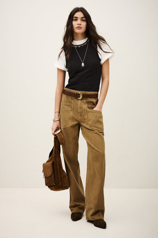 FIMA pantalón ancho marron