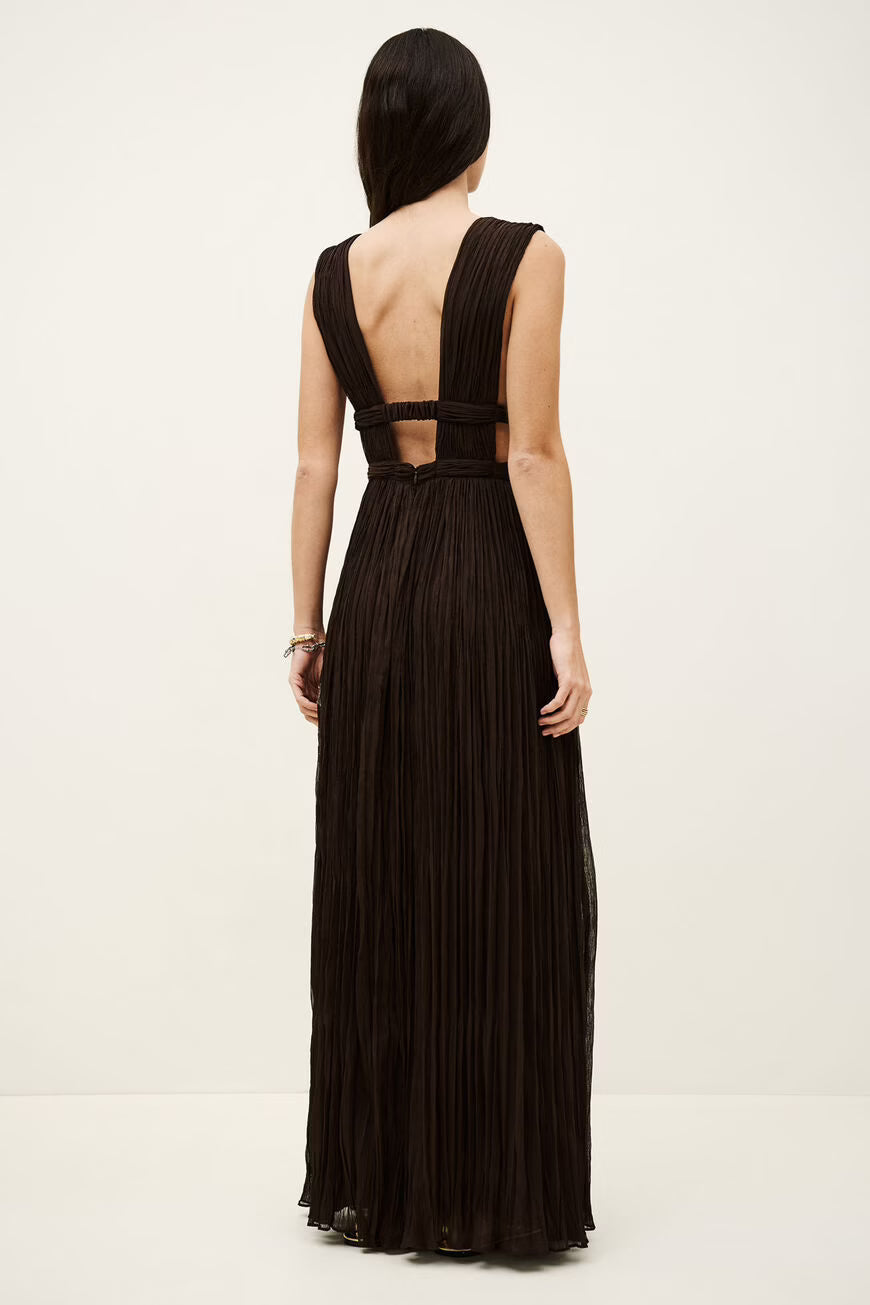 TANIA vestido largo - marron chocolate