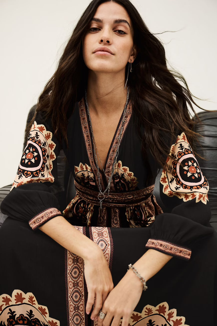 VERA-vestido largo estampado