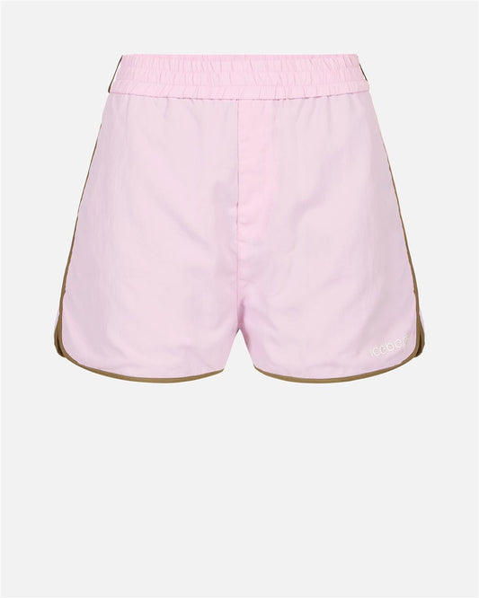 Bermudas rosas con logo en tejido técnico