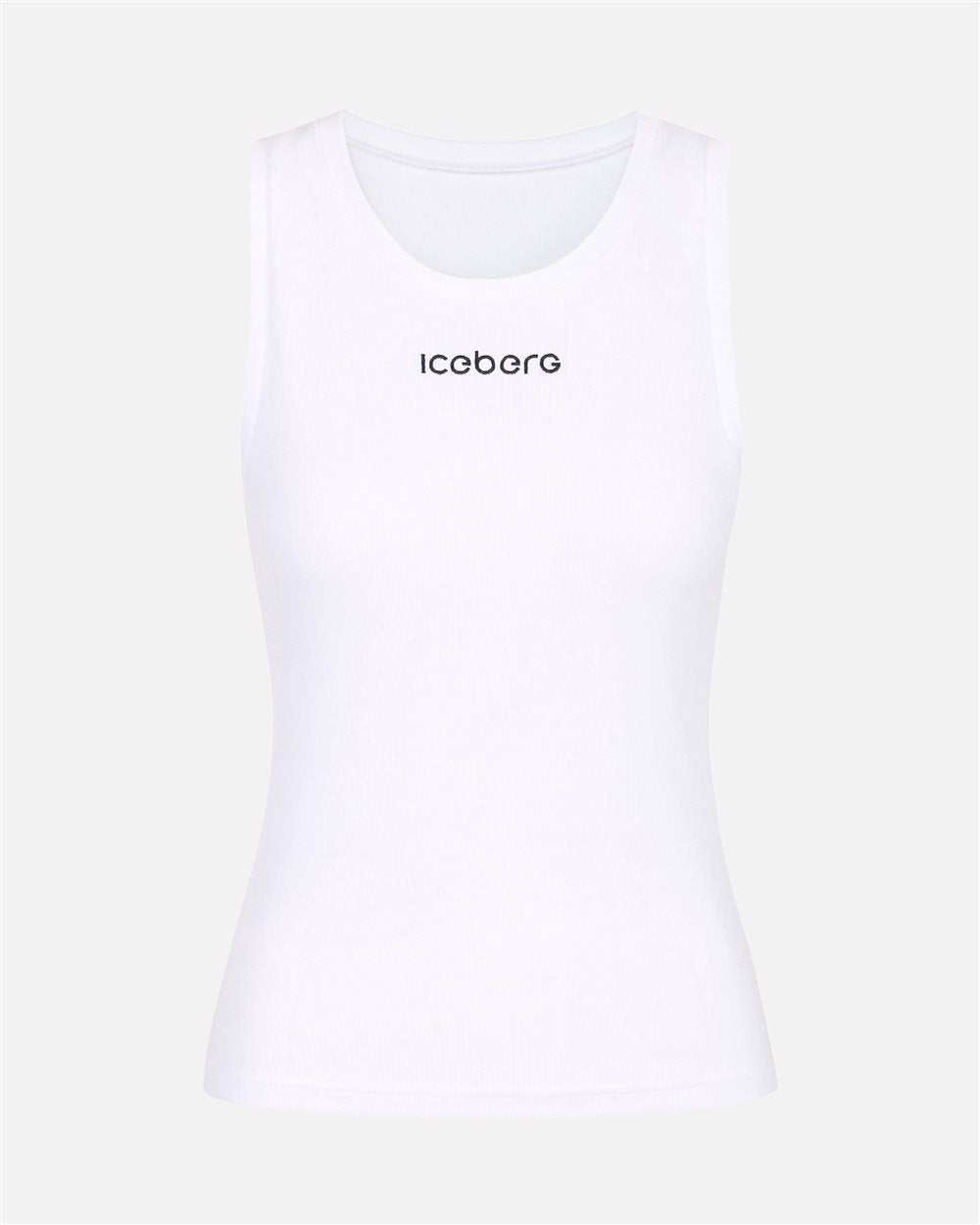Camiseta sin mangas de punto elástico de algodón acanalado blanco óptico