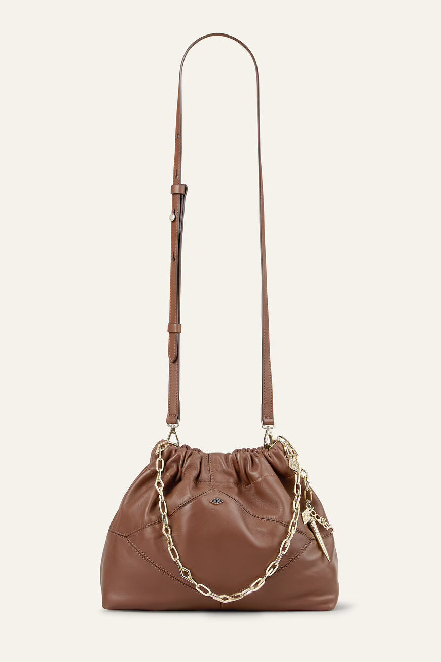 JUNE TOTE BAG piel de cordero-napa marrón