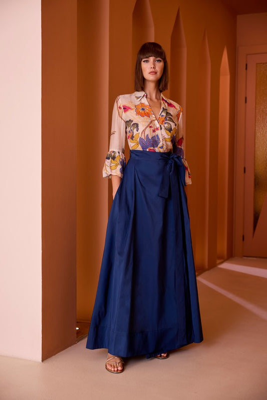 FALDA LARGA TAFETAN  LAZO-NEGRO