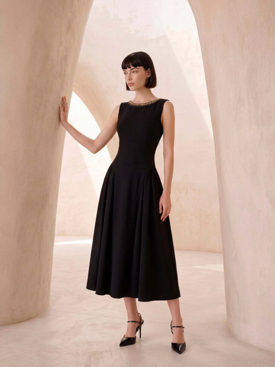 VESTIDO MIDI escote cadena- ref.53049