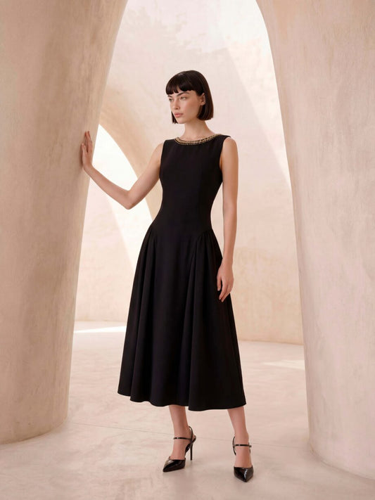 VESTIDO MIDI escote cadena- ref.53049