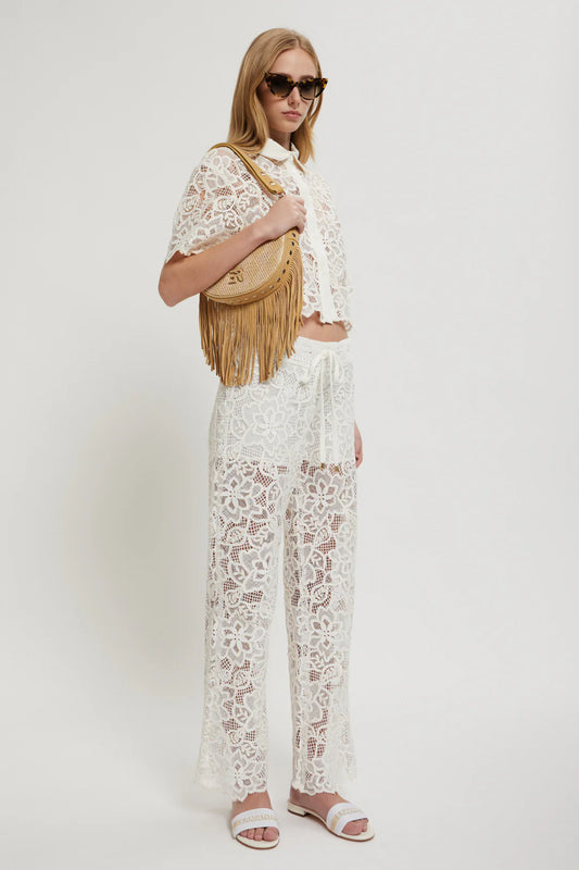 Pantalon de encaje rebrodé
