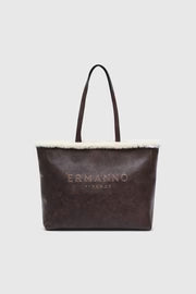 BOLSO SHOPPER DE PIEL SINTÉTICA CON RIBETE DE PIEL SINTÉTICA