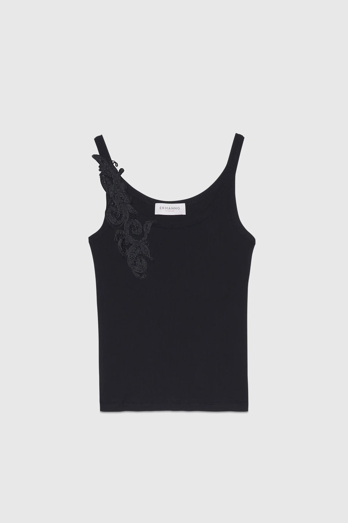 CAMISETA DE TIRANTES ACANALADA CON BORDADO CORNELY