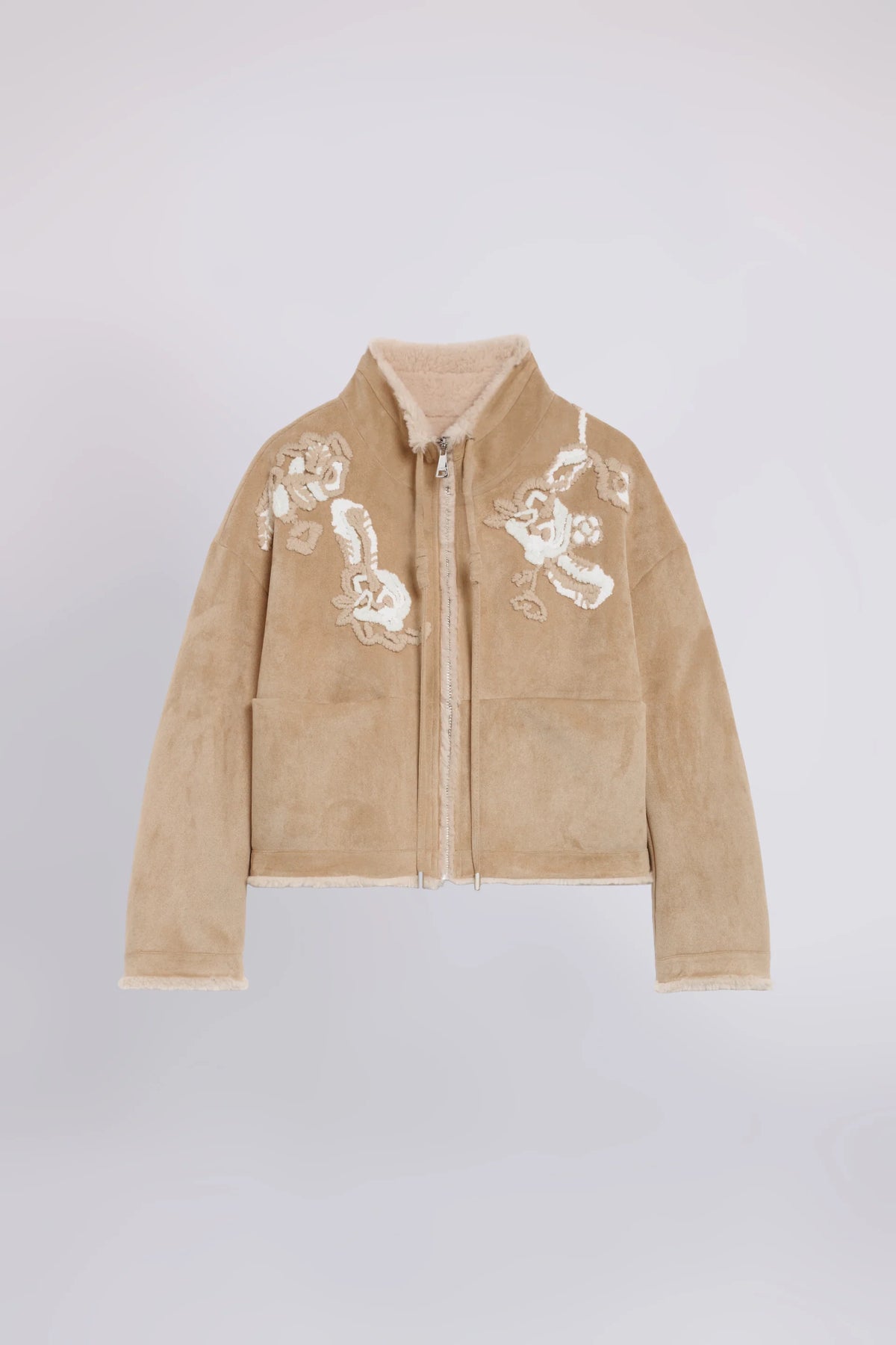 Chaqueta con bordado floral de lana