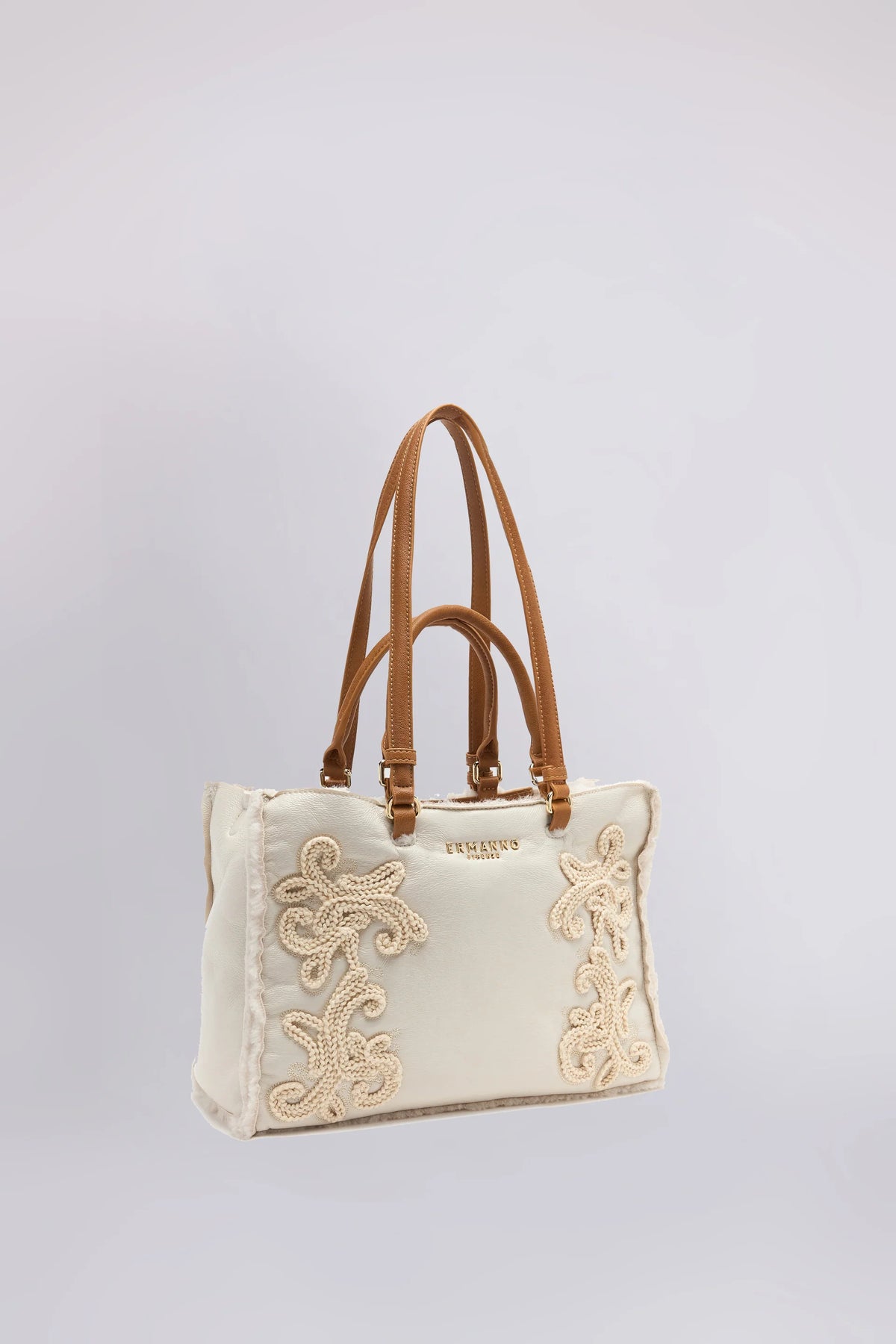 Crochet embroidered shopping bag